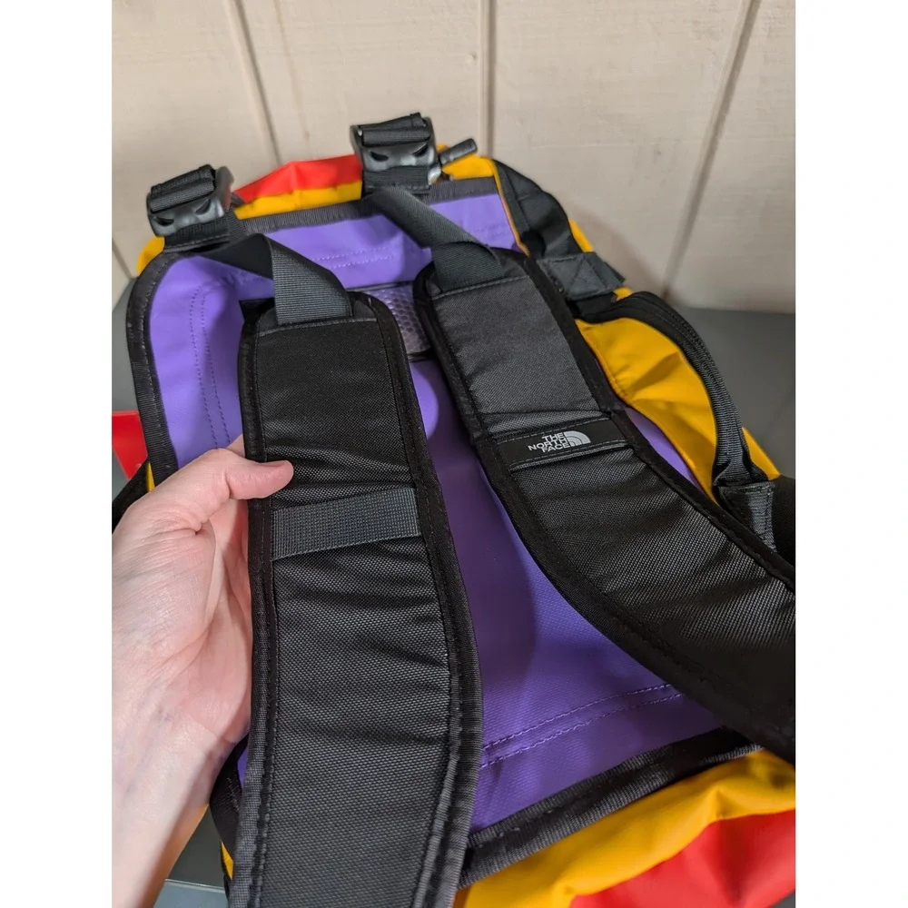 The North Face Base Camp Duffel XS 31L Summit Gold Red Purple Backpack Straps